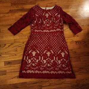 Danny & Nicole Red Lace Dress Sz 14